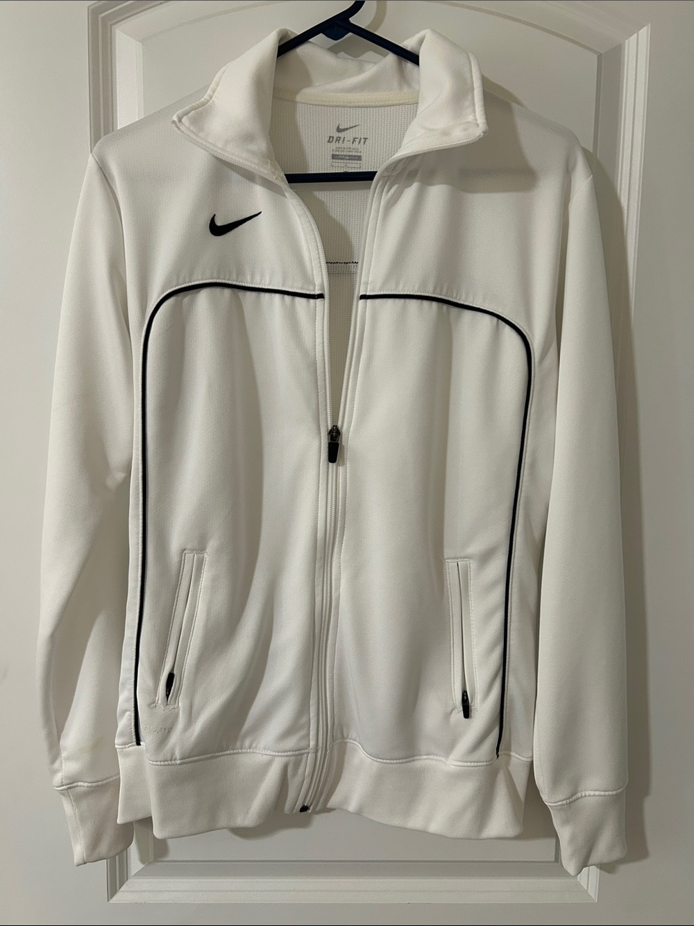 Nike White Track Jacket with Black Piping